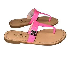 NEW Kate Spade Castile Patent Leather Pink Thong Toe Sandals 7.5B